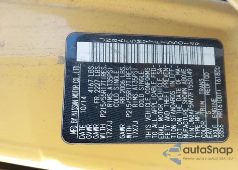 2015 Nissan Juke Sv from USA, damaged, VIN JN8AF5MV7FT550149